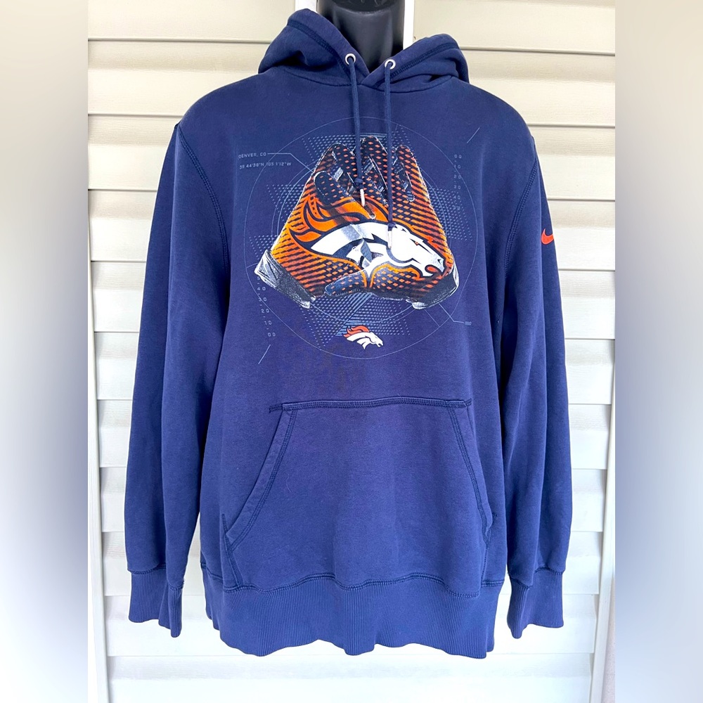 NFL Team Nike Denver Broncos Mens Sz XL Pullover Hoodie Kangaroo Pocket